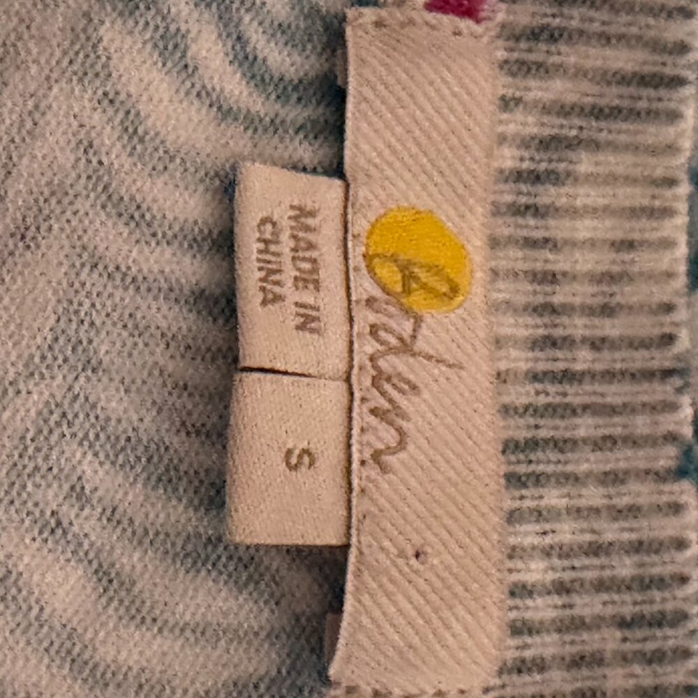 Boden Teal White Abstract Print Button Front Cardigan Sweater Size S - Picture 5 of 6